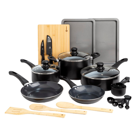 Ecolution 26-Piece Ceramic Nonstick Cookware Set – Black
