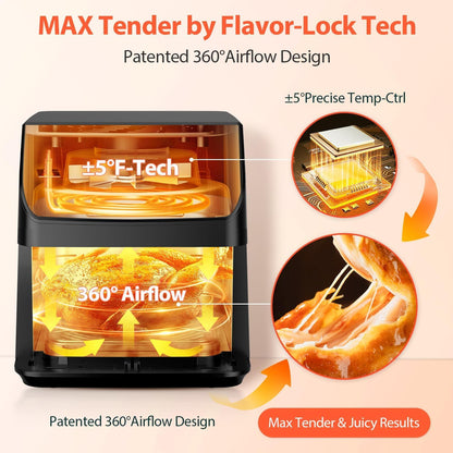 Beelicious 5.8QT Digital Air Fryer with Window | 12-in-1, Dishwasher-Safe