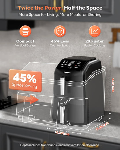Beelicious 12QT Dual Basket Air Fryer | PFAS-Free, Dishwasher-Safe