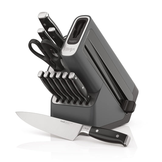 Ninja Foodi NeverDull 12-Piece Knife Block Set, German Steel, Black