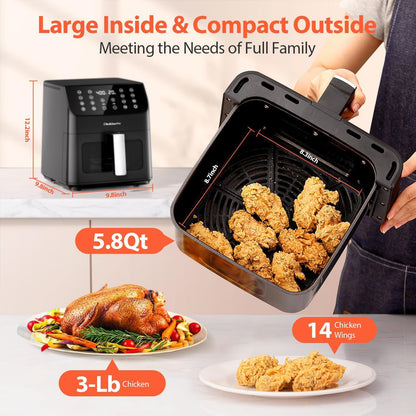 Beelicious 5.8QT Digital Air Fryer with Window | 12-in-1, Dishwasher-Safe