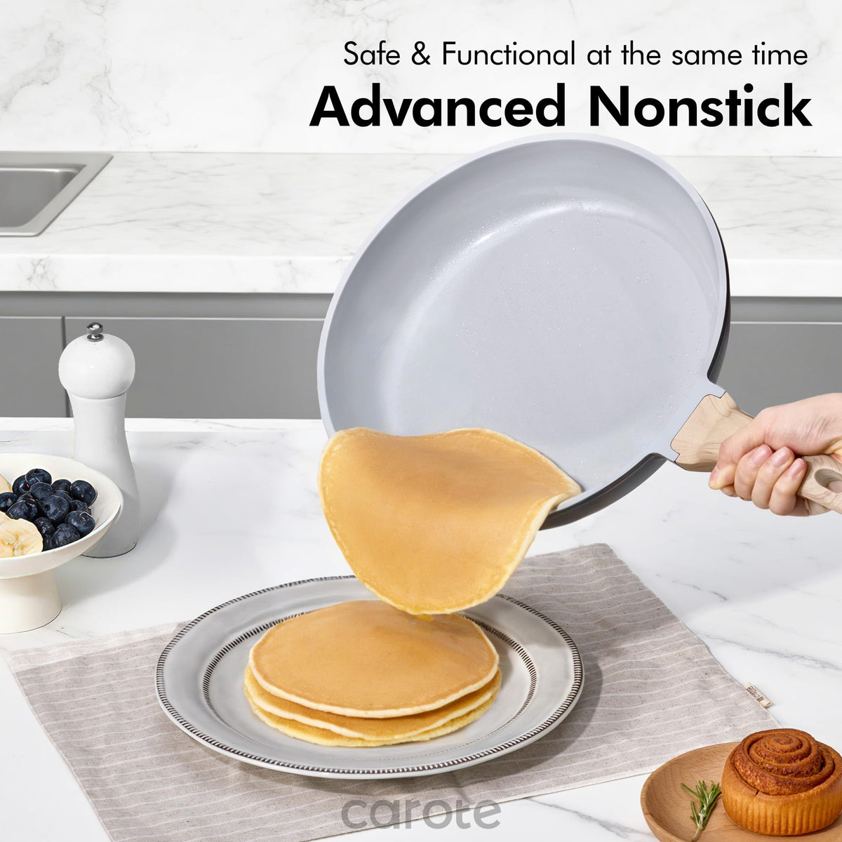 CAROTE 21-Piece Black Nonstick Cookware Set | Granite, Induction Compatible