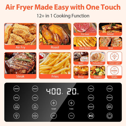 Beelicious 5.8QT Digital Air Fryer with Window | 12-in-1, Dishwasher-Safe